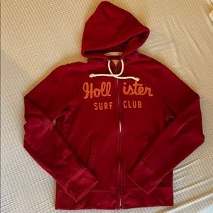 Red Hollister Zip Hoodie